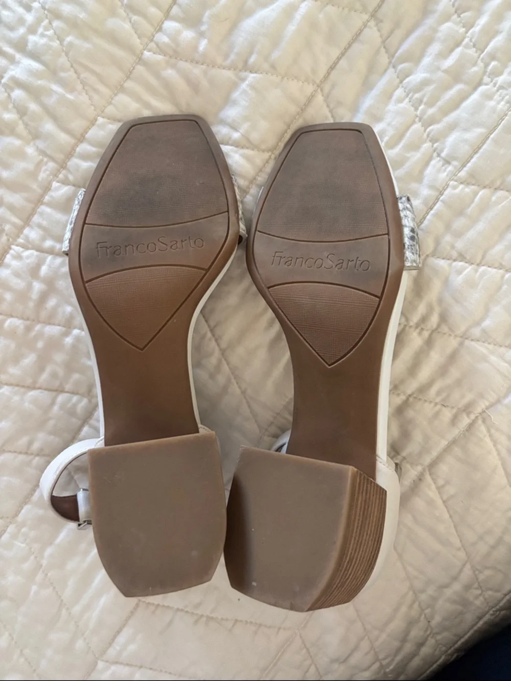 Franco Sarto White Sandals with Snakeskin Strap size 8.5 - Picture 3 of 4